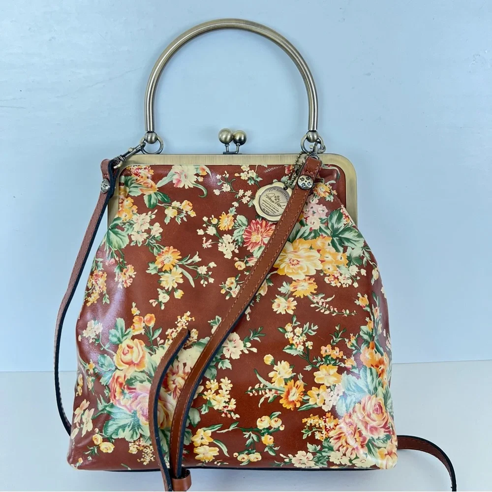 PATRICIA NASH Amalfitana Vintage Botanical Garden Leather Frame Shoulder Satchel